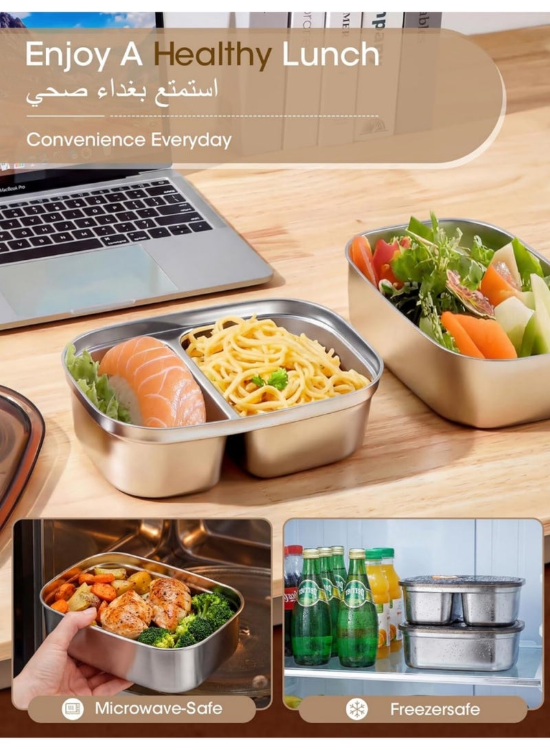 Adando Stainless Steel Lunch Box Adult: 1200ML+1400ML Leakproof 304 Metal Bento Box with Airtight lid - Lightweight Lunchbox for Men Women - for Work Office School Picnic Outside with Thermal Bag & Cutlery - Image 5